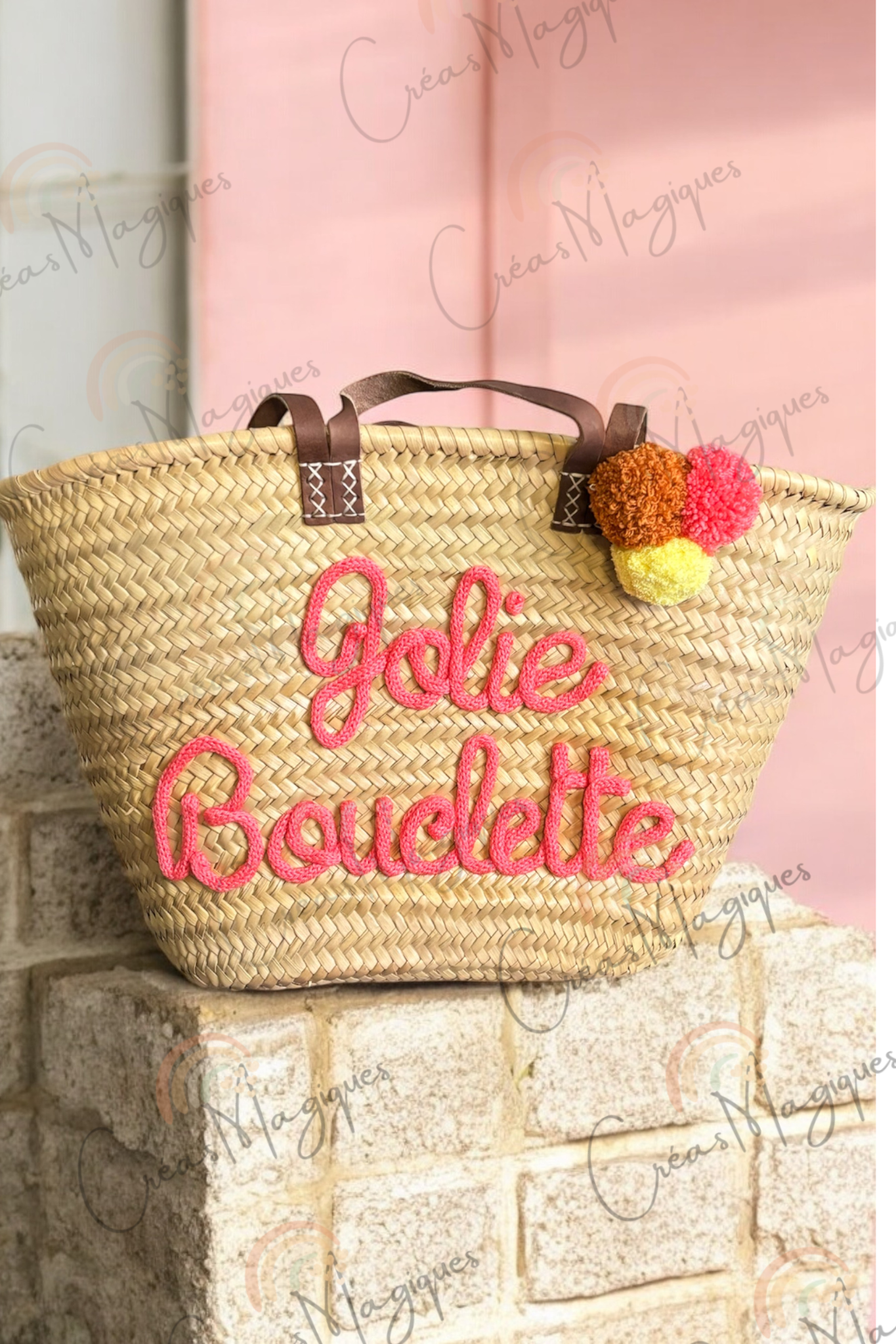 Panier sac de plage en palme cadeaux personnalisé