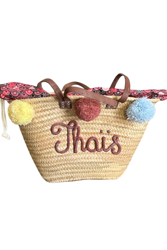 Panier sac de plage en palme cadeaux personnalisé Avec tissu intérieur