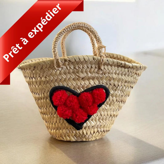 Petit Panier Couffin enfant coeur rouge